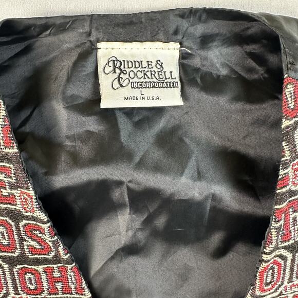 Vtg Ohio State Vest Tapestry Front Women’s Size Large 90s Buckeyes Tie Black Red - Picture 3 of 4